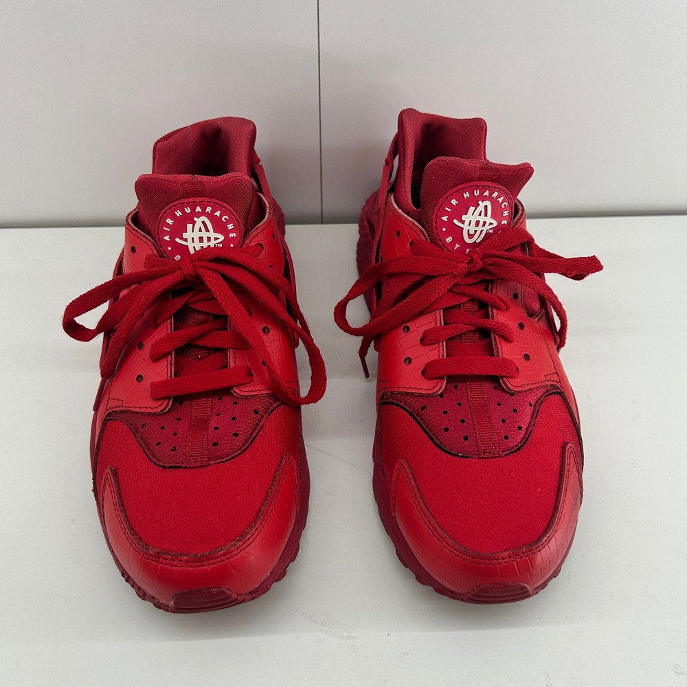 Nike Air Huarache Run ID 7 Women Triple Red Sneakers Lace Up Athletic Shoes